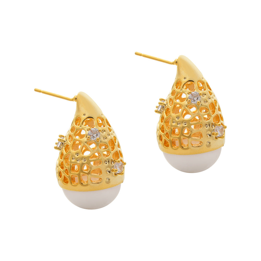 High-end, Light-luxury Waterdrop Pearl Stud Earrings