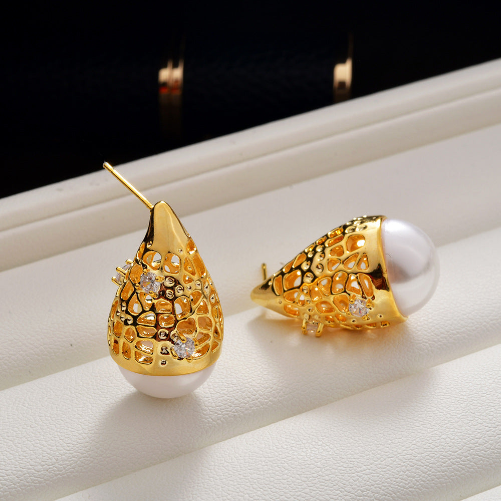 High-end, Light-luxury Waterdrop Pearl Stud Earrings